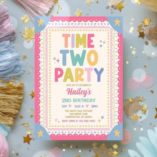 Invitation Fête Fantaisiste Fille Deux Ans