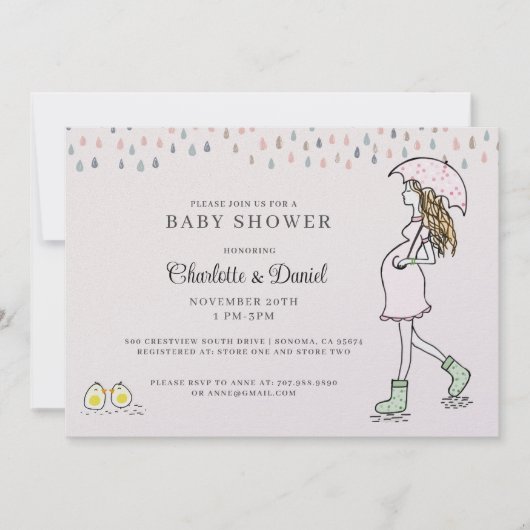 Invitation Fête fantaisiste pour la future maman et son bébé (Devant)