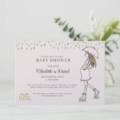 Invitation Fête fantaisiste pour la future maman et son bébé (Debout devant)
