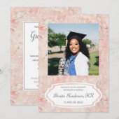 Invitation Fête féminine de marbre rose (Devant / Derrière)