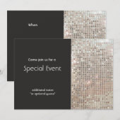 Invitation Fête festive à paillettes argentées scintillantes (Devant / Derrière)