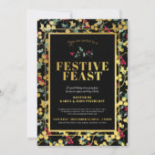 Invitation Fête Festive Baies d'or noir Dîner de Noël (Devant)