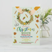 Invitation Fête Festive de la couronne Famille de Noël (Debout devant)