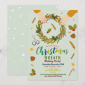 Invitation Fête Festive de la couronne Famille de Noël (Devant / Derrière)