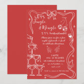 Invitation Fête Festive de la main rouge Amies Fêtes Fête de  (Devant / Derrière)