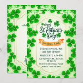 Invitation Fête festive de la Saint-Patrick I Bordure de trèf (Devant / Derrière)