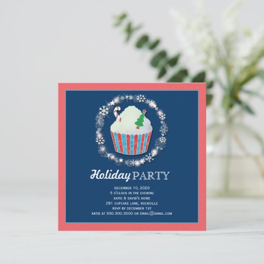 Invitation Fête Festive de Noël Cupcake (Debout devant)