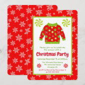 Invitation Fête festive de pulls de Noël laids (Devant / Derrière)