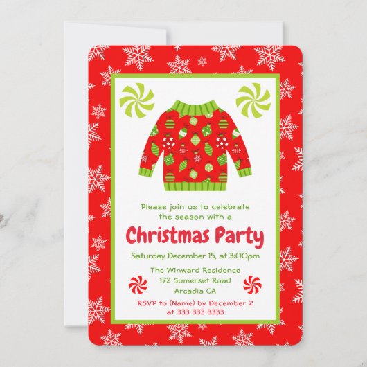 Invitation Fête festive de pulls de Noël laids (Devant)