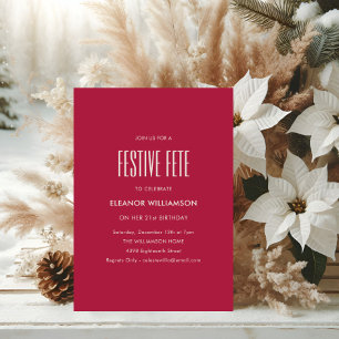 Invitation Fête festive rouge cramoisi Anniversaire 21 ans mi