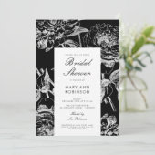 Invitation Fête Fête de l'mariée simple Floral Silver Black (Debout devant)