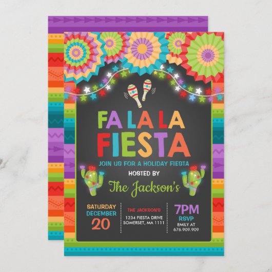 Invitation Fête Fête Fa La Fiesta (Devant / Derrière)