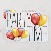 Invitation Fête Fête Fête de l'heure des ballons (Devant / Derrière)