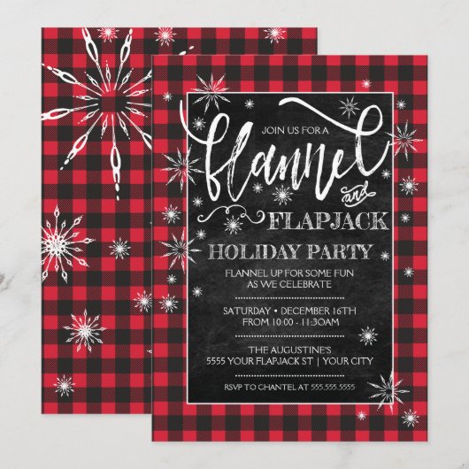 Invitation Fête Fête Flannel & Flapjack (Devant / Derrière)