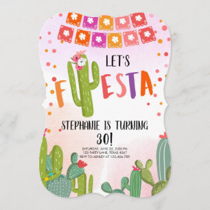 Invitation Fête Fête Mexicaine Cactus Adulte Anniversaire