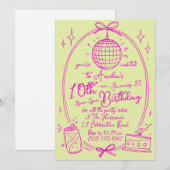 Invitation Fête Fille Double Chiffres 10ème Anniversaire (Devant / Derrière)
