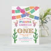 Invitation Fête, Fille, Mexicaine, Cactus, Uno, 1er Anniversa (Debout devant)