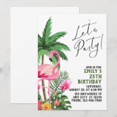 Invitation Fête Flamant Rose (Devant / Derrière)