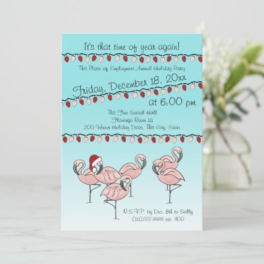 Invitation Fête Flamant rose (Debout devant)