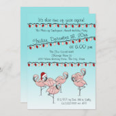 Invitation Fête Flamant rose (Devant / Derrière)