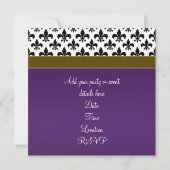Invitation Fête Fleur de Lis Violet et Or (Dos)