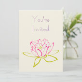 Invitation Fête Fleur de Lotus / Nénuphar (Debout devant)