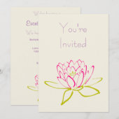 Invitation Fête Fleur de Lotus / Nénuphar (Devant / Derrière)