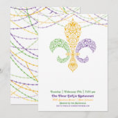 Invitation Fête Fleur DeLis Mardi Gras 2 (Devant / Derrière)