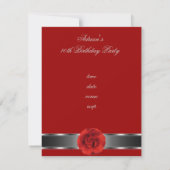 Invitation Fête Fleur Rouge Argent Incroyable 40 a (Dos)