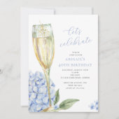 Invitation Fête Fleurs d'Hydrangea Bleu Célébrons (Devant)