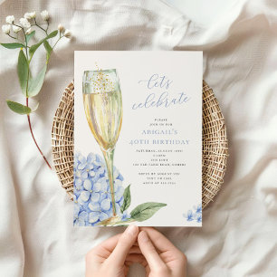 Invitation Fête Fleurs d'Hydrangea Bleu Célébrons