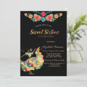 Invitation Fête Fleurs Señorita Mexicaine Sweet 16 (Debout devant)