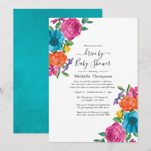 Invitation Fête florale à l'aquarelle défilé de douche