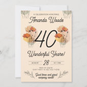 Invitation Fête florale animée 40e anniversaire (Devant)