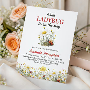 Invitation Fête Florale Bébé Coccinelle Baby Shower