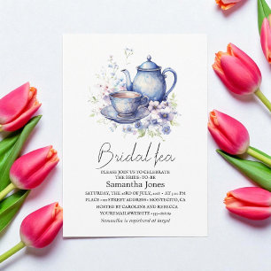 Invitation Fête Florale Bohème Bleue Tasse à Thé Mariage