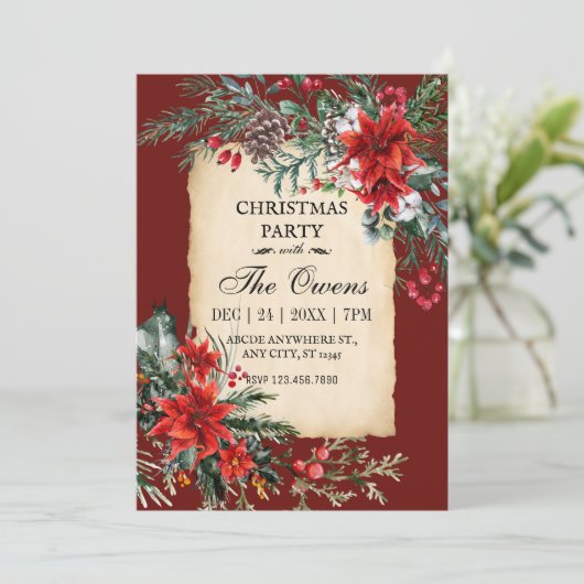 Invitation Fête florale classique de noël (Debout devant)
