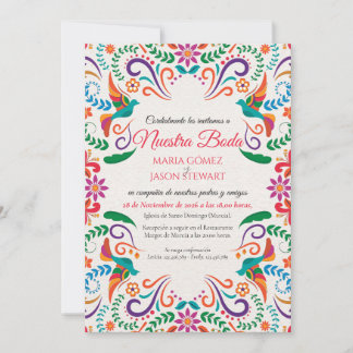 Invitation Fête Florale Colorée Boda Mariage Espagnol