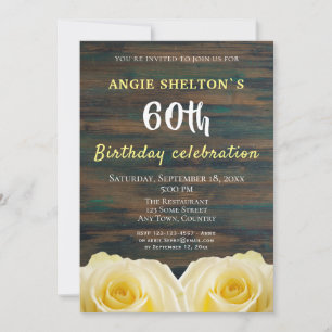 Invitation Fête florale d'anniversaire de 60 ans Rustic Yello