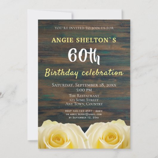 Invitation Fête florale d'anniversaire de 60 ans Rustic Yello (Devant)