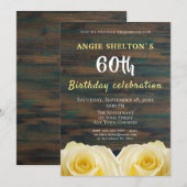 Invitation Fête florale d'anniversaire de 60 ans Rustic Yello (Devant / Derrière)