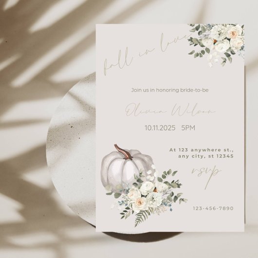 Invitation Fête Florale d'Automne de la Future Mariée avec Ci
