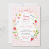 Invitation Fête Florale de Fraises Bébé Sucrée (Devant)