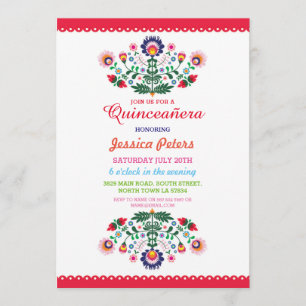 Invitation Fête Florale de la Quinceanera