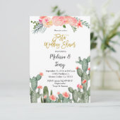Invitation Fête florale de mariage succulente Fiesta (Debout devant)