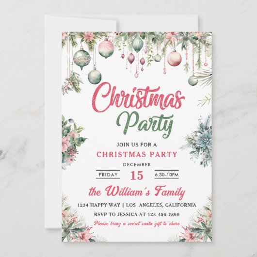 Invitation Fête florale de Noël (Devant)