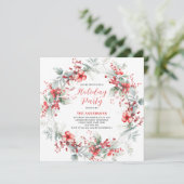 Invitation Fête Florale de Noël Rouge (Debout devant)