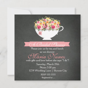 Invitation Fête Florale de Thé pour Mariage Rustique Moderne