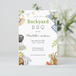 Invitation Fête Florale d'Été BBQ Jardin Rustique