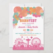 Invitation Fête Florale et à Ballons pour Bébé Fille (Devant)
